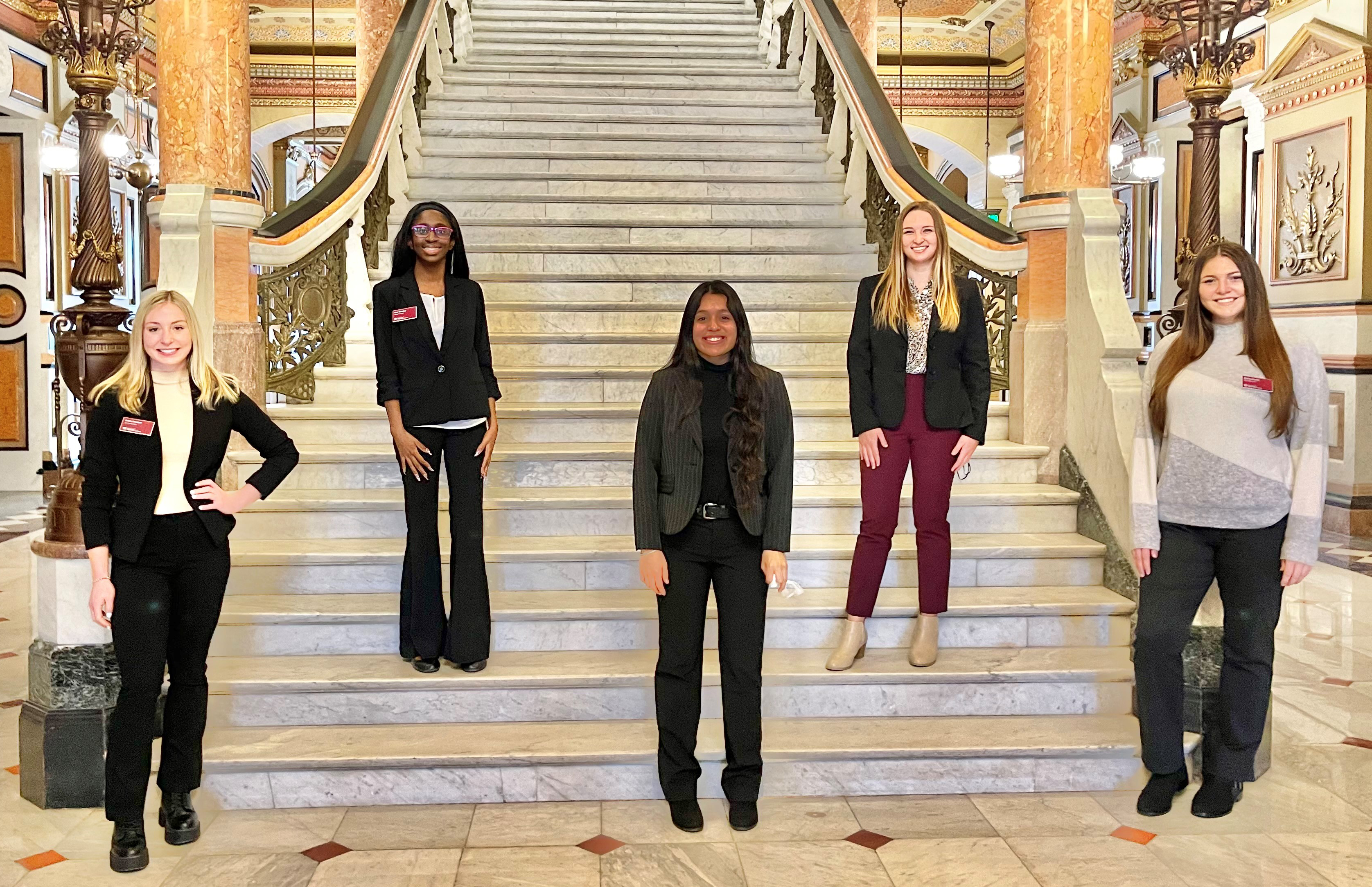 Interns pose in Illinois Capitol