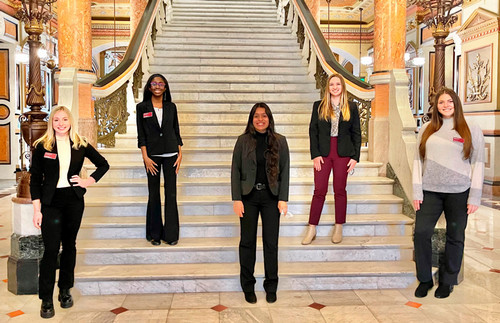 Interns pose in Illinois Capitol