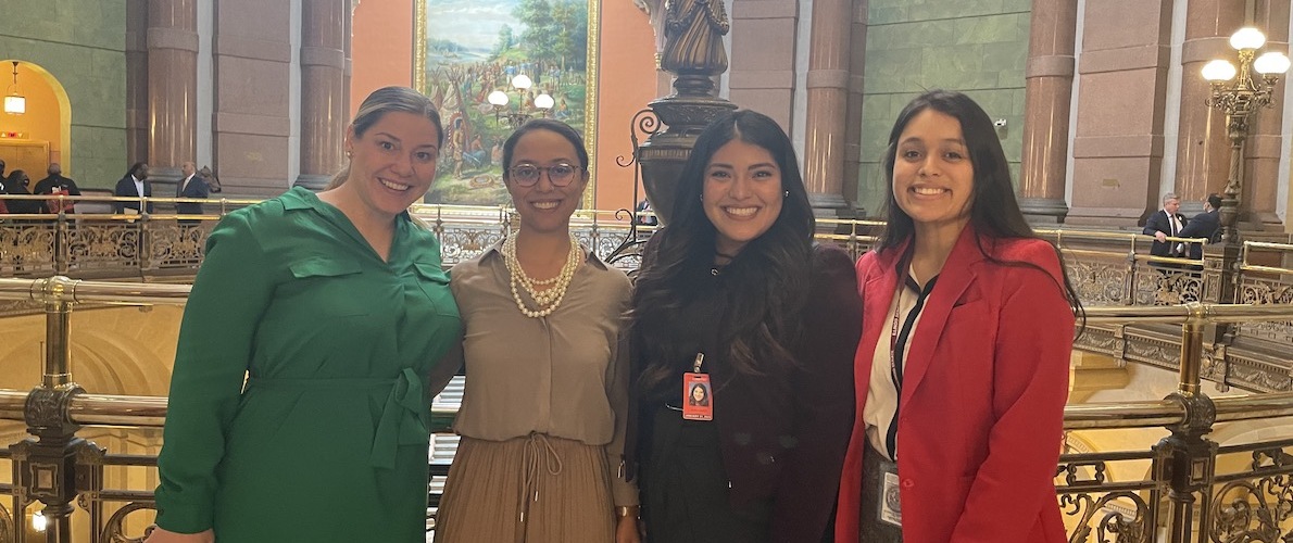 Latino Heritage Internship Recipient Chelsey Varela with staff at the Illinois State Capital