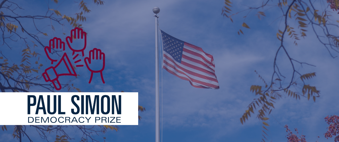 Paul Simon Democracy Prize American flag banner